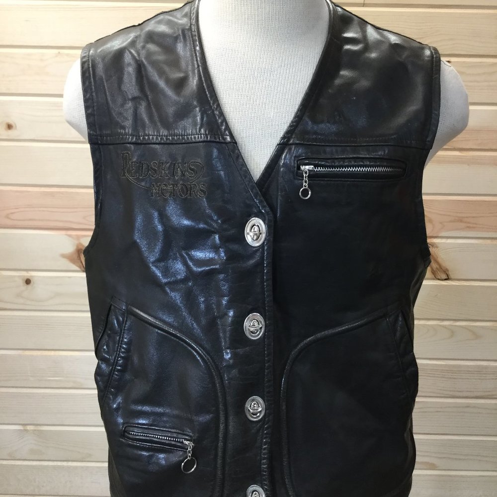 Vintage Redskins Leather Motor Racing Vest
